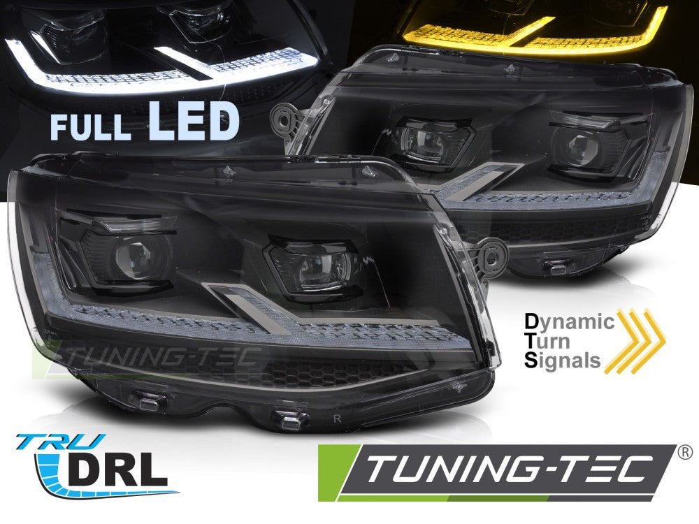 Scheinwerfer Voll-LED Schwarz SEQ LED-Tagfahrlicht passend für VW T6 15-19