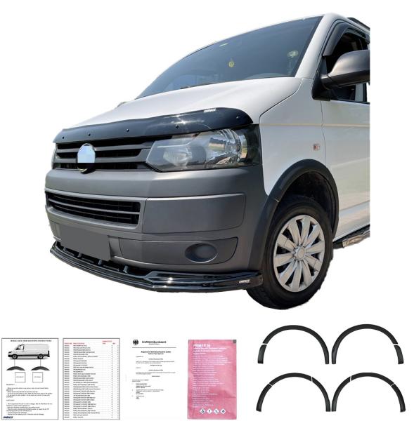 Radlaufleisten Radlaufschutz Radlaufabdeckung / Radlaufverbreiterung Set passend für VW T5  + T5.1 Transporter schwarz matt mit ABE