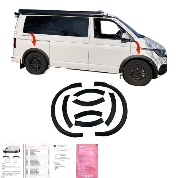 Radlaufleisten Radlaufschutz Radlaufabdeckung / Radlaufverbreiterung Set passend für VW T6.1 Transporter / Caravelle / Multivan 19-23 schwarz / matt mit ABE