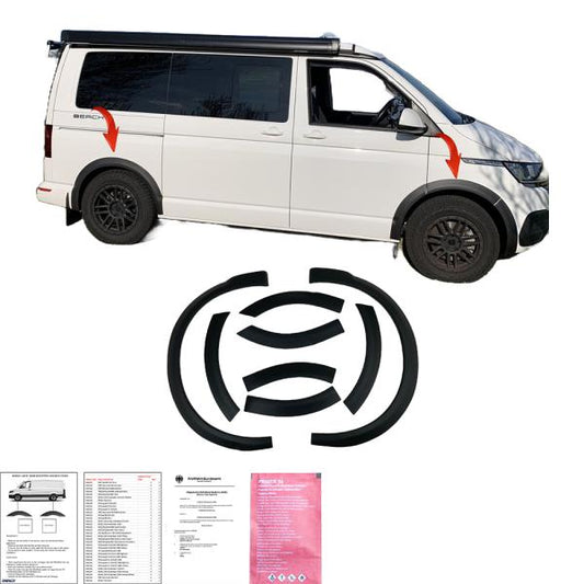 Radlaufleisten Radlaufschutz Radlaufabdeckung / Radlaufverbreiterung Set passend für VW T6.1 Transporter / Caravelle / Multivan 19-23 schwarz / matt mit ABE