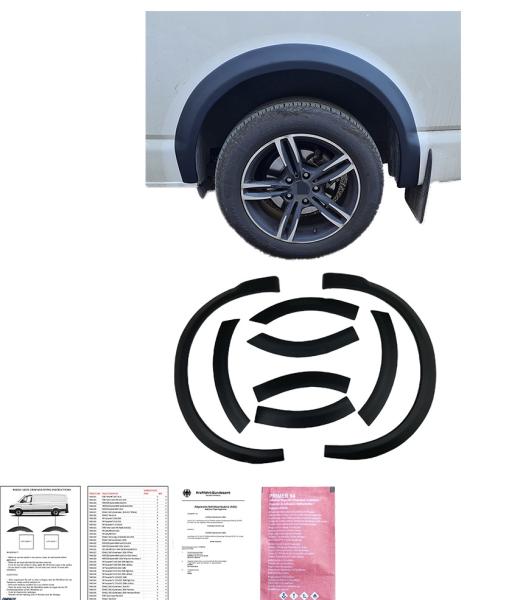 Radlaufleisten Radlaufschutz Radlaufabdeckung / Radlaufverbreiterung Set passend für VW T6.1 Transporter / Caravelle / Multivan 19-23 schwarz / matt mit ABE