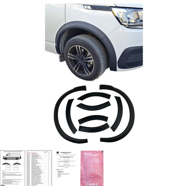 Radlaufleisten Radlaufschutz Radlaufabdeckung / Radlaufverbreiterung Set passend für VW T6.1 Transporter / Caravelle / Multivan 19-23 schwarz / matt mit ABE