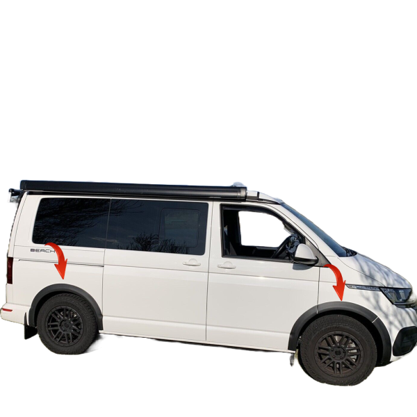 Radlaufleisten Radlaufschutz Radlaufabdeckung / Radlaufverbreiterung Set passend für VW T6.1 Transporter / Caravelle / Multivan 19-23 schwarz / matt mit ABE