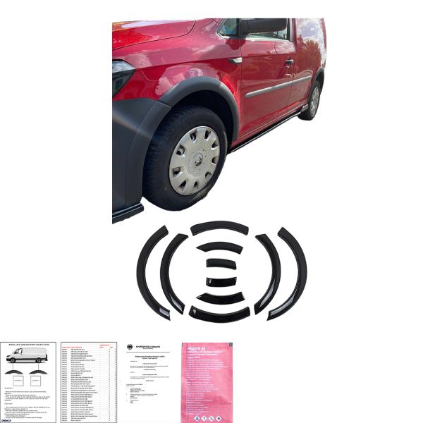Radlaufleisten Radlaufschutz Radlaufabdeckung / Radlaufverbreiterung Set passend für VW Caddy IV/V 4/5 15-21 schwarz / matt mit ABE