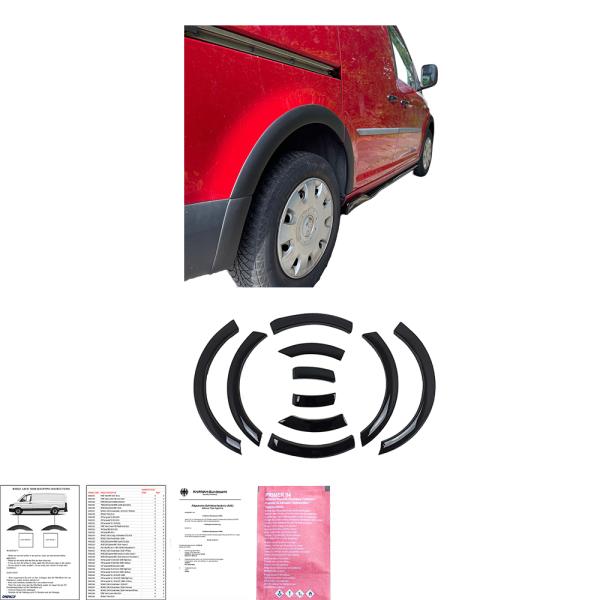 Radlaufleisten Radlaufschutz Radlaufabdeckung / Radlaufverbreiterung Set passend für VW Caddy IV/V 4/5 15-21 schwarz / matt mit ABE