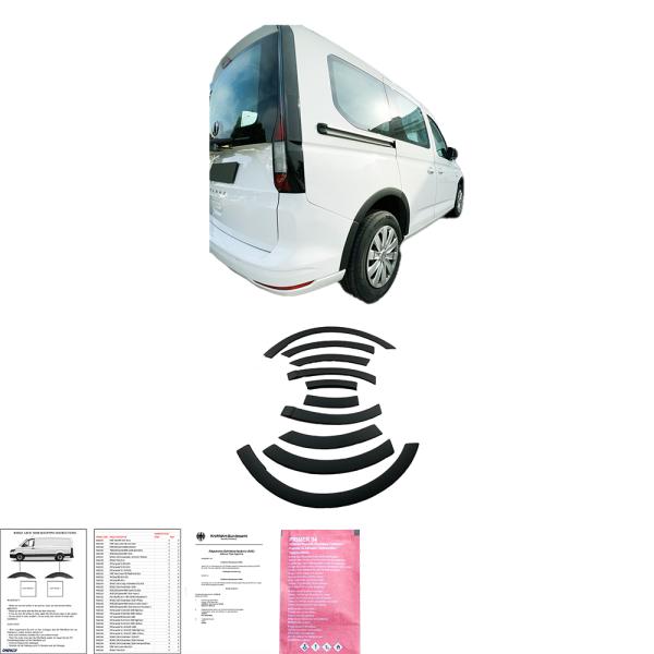Radlaufleisten Radlaufschutz Radlaufabdeckung / Radlaufverbreiterung Set passend für VW Caddy VI (6) 21+ schwarz / matt mit ABE