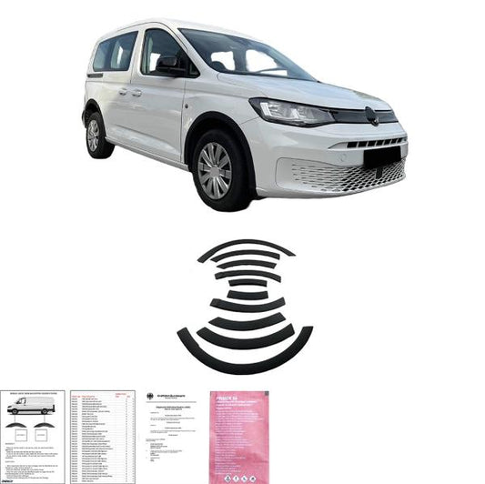 Radlaufleisten Radlaufschutz Radlaufabdeckung / Radlaufverbreiterung Set passend für VW Caddy VI (6) 21+ schwarz / matt mit ABE