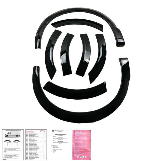 Radlaufleisten Radlaufschutz Radlaufabdeckung / Radlaufverbreiterung Set passend für VW T6.1 Transporter / Caravelle / Multivan 19-23 Hochglanz schwarz mit ABE