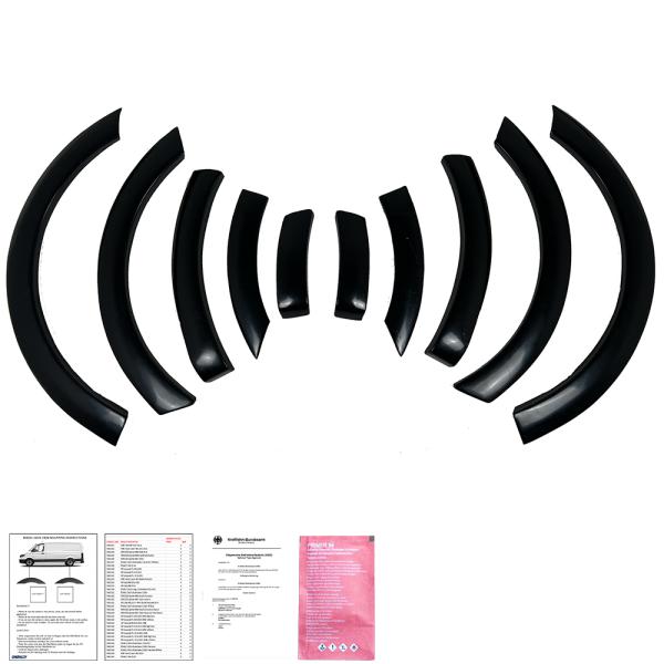 Radlaufleisten Radlaufschutz Radlaufabdeckung / Radlaufverbreiterung Set passend für VW Caddy IV/V 4/5 15-21 Hochglanz-schwarz mit ABE