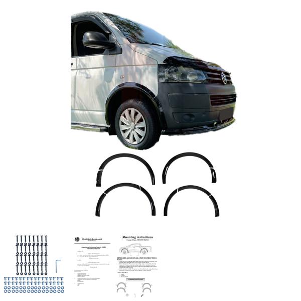 Radlaufleisten Radlaufschutz Radlaufabdeckung / Radlaufverbreiterung Set passend für VW T5 + T5.1 Transporter schwarz matt mit ABE
