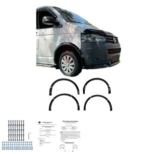 Radlaufleisten Radlaufschutz Radlaufabdeckung / Radlaufverbreiterung Set passend für VW T5 + T5.1 Transporter schwarz matt mit ABE