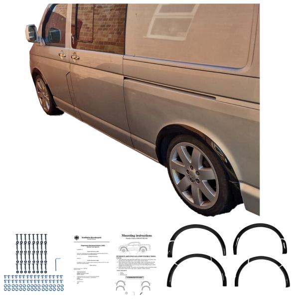 Radlaufleisten Radlaufschutz Radlaufabdeckung / Radlaufverbreiterung Set passend für VW T5 + T5.1 Transporter schwarz matt mit ABE