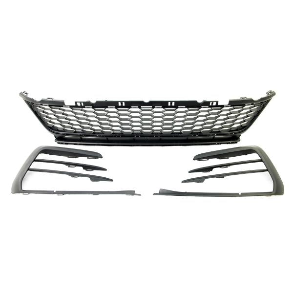 3 teiliges Stoßstangengitter Schwarz Glanz passend für VW Golf 7 GTI GTD Set