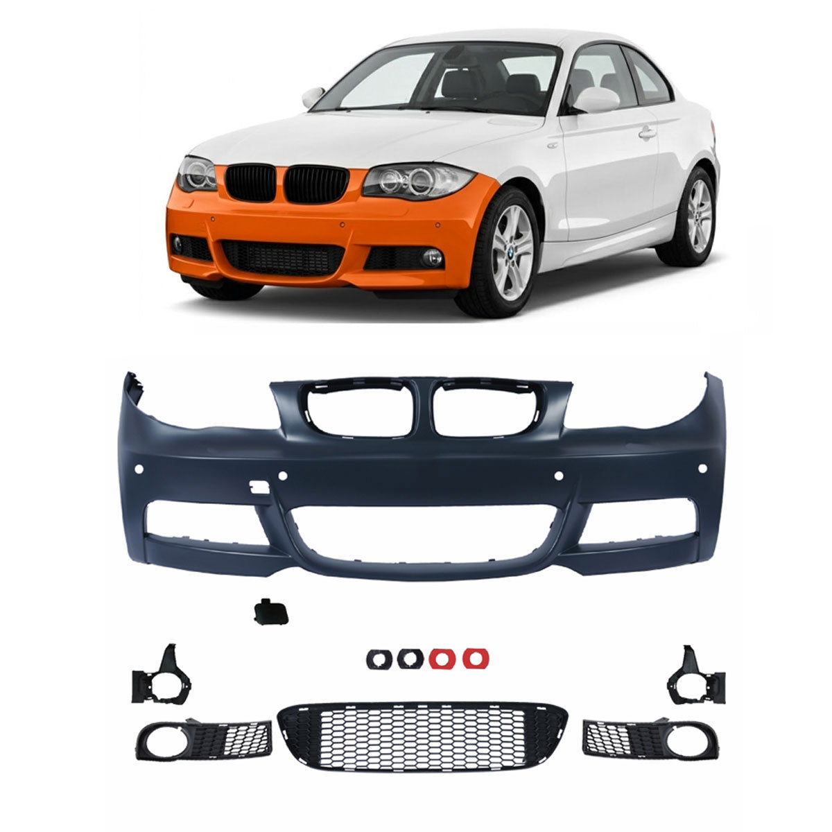 Frontstoßstange Sport mit PDC passend für BMW 1er E81 E87 E82 E88 2004-2013 – Ansicht 1