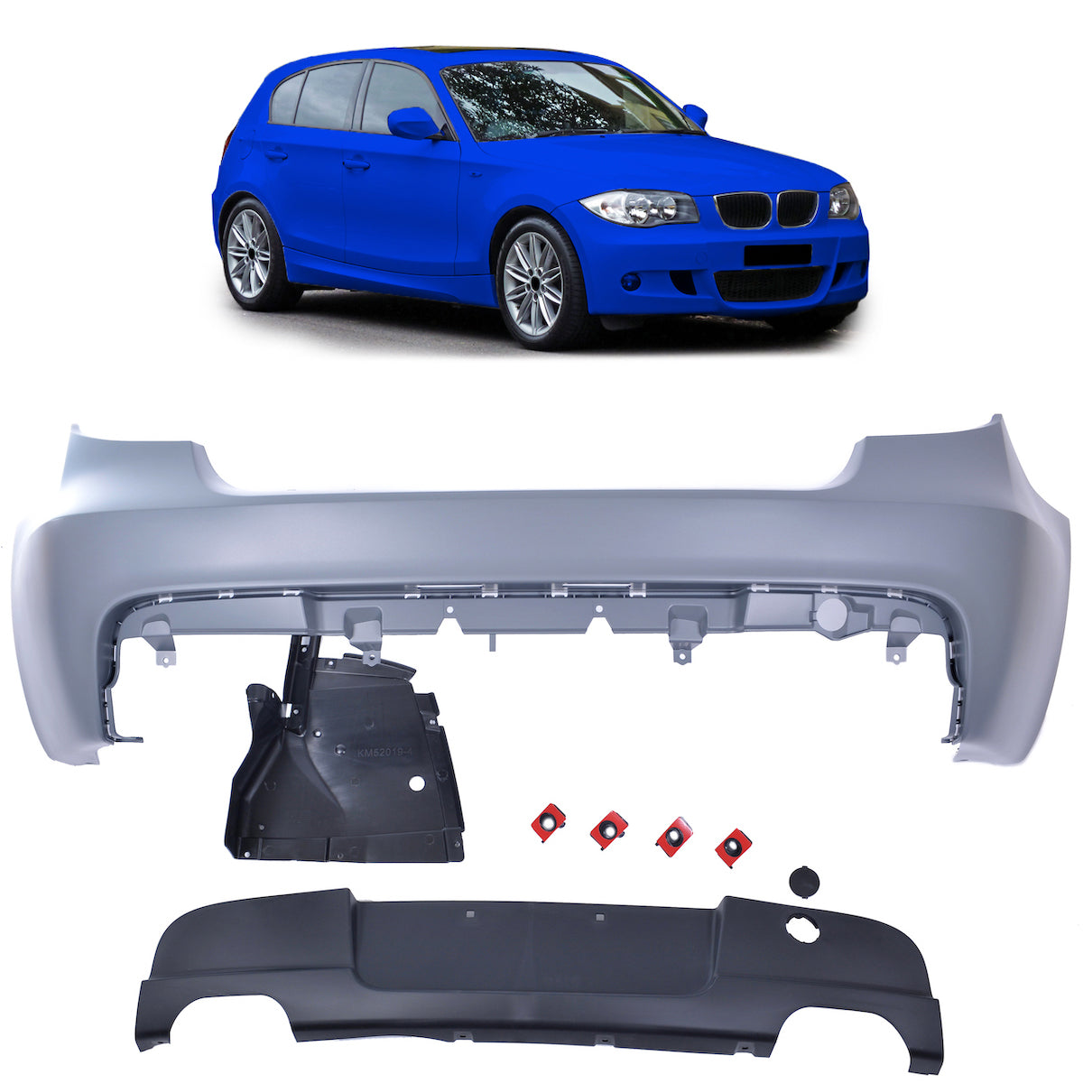 Heckstoßstange mit Diffusor passend für BMW 1er E81 E87 Schrägheck 2004-2011 – Ansicht 1