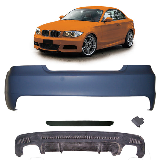 Heckstoßstange Sport mit Diffusor passend für BMW 1er E82 E88 2007-2013 – Ansicht 1