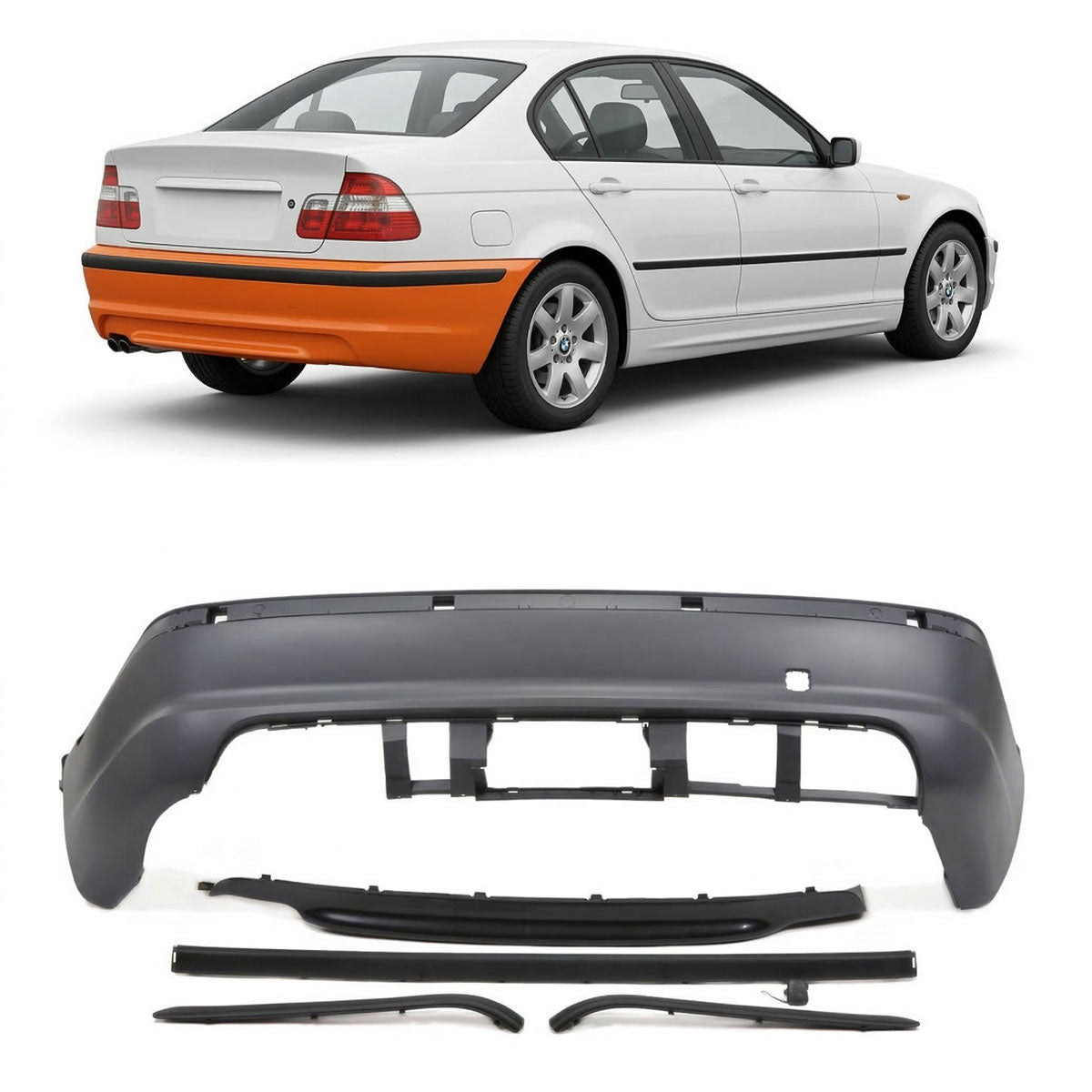 Heckstoßstange M-Tech mit Diffusor passend für BMW 3er E46 Limousine 1998-2005 – Ansicht 1