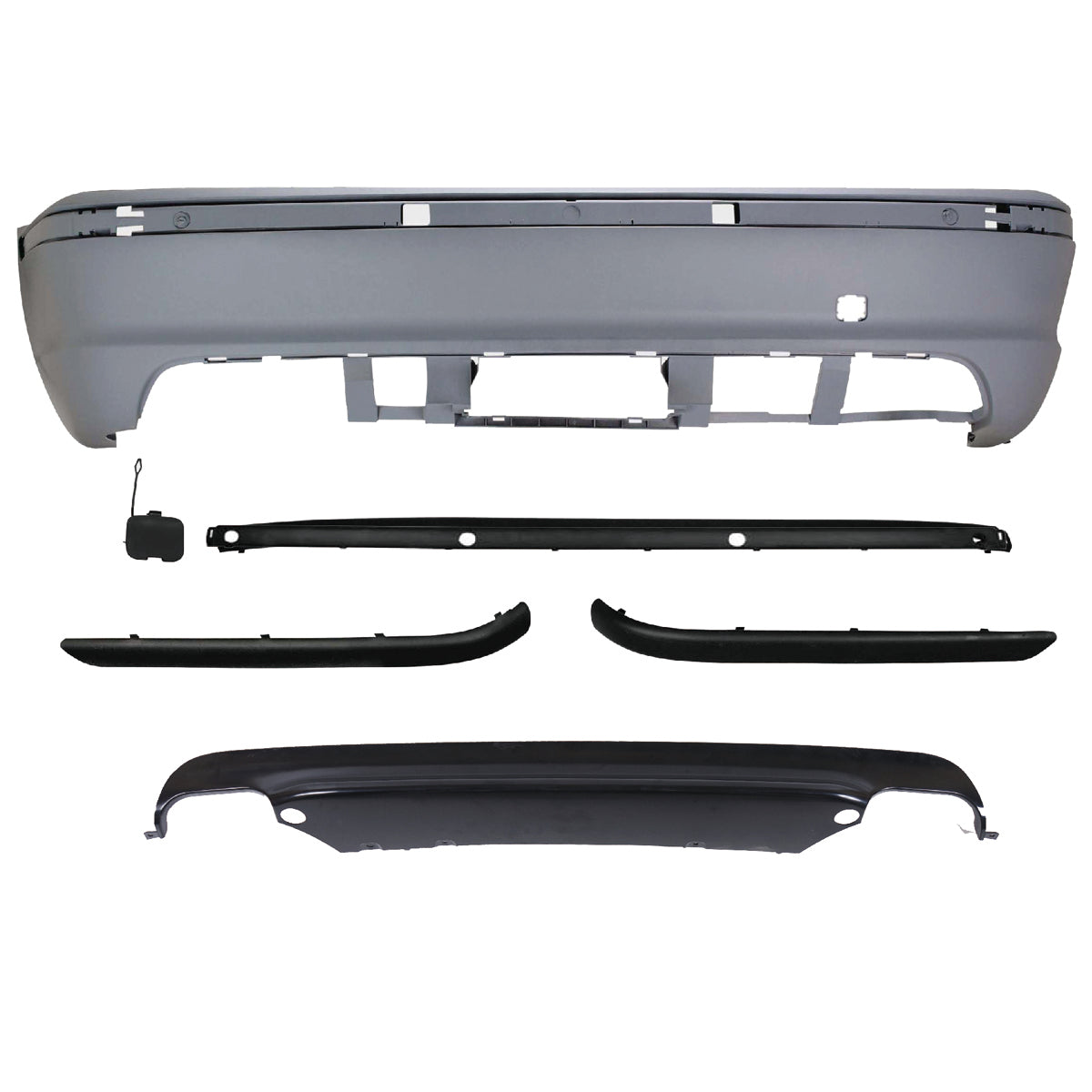 Heckstoßstange Sport mit PDC mit Diffusor passend für BMW 3 (E46) Limousine 1998-2005 – Ansicht 2