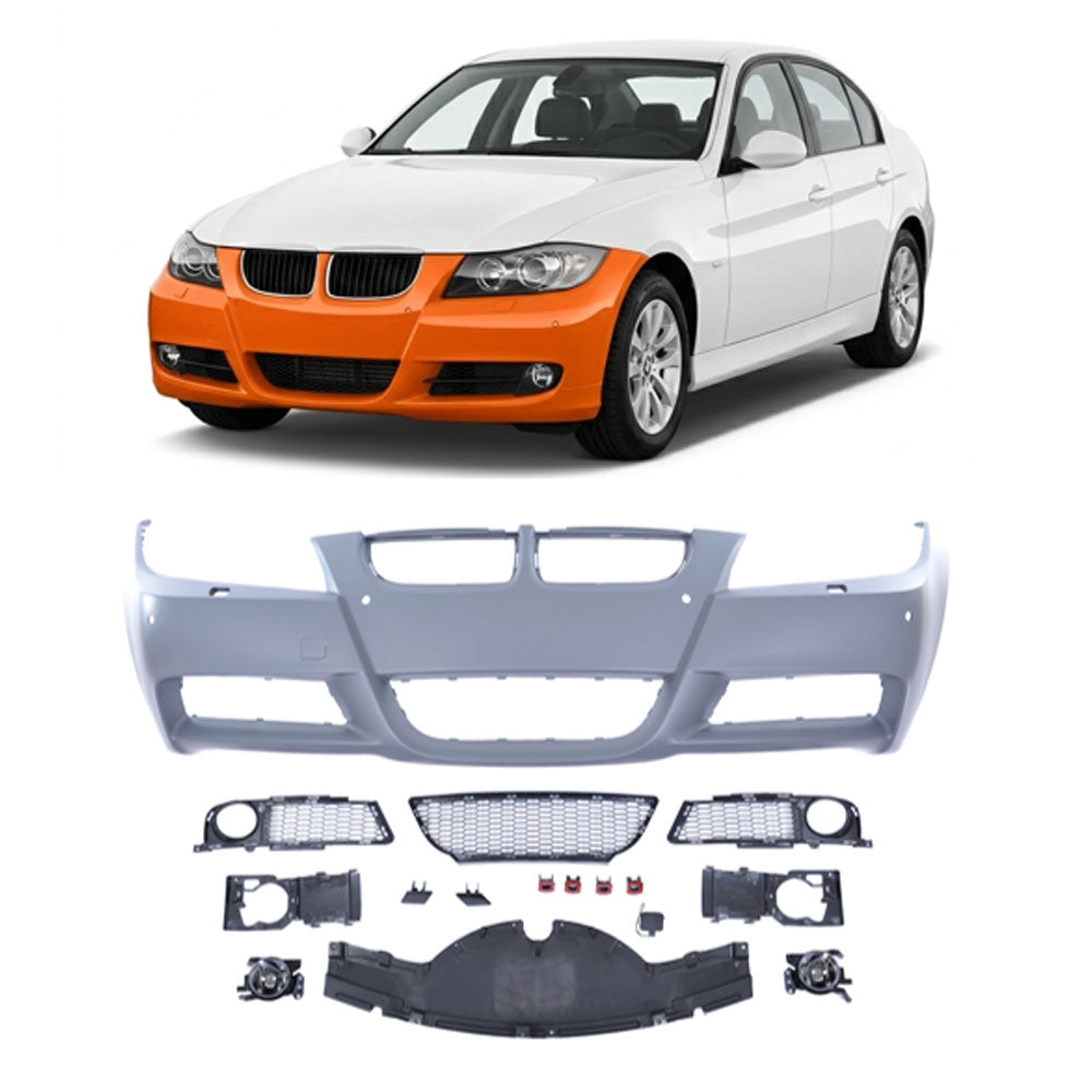 Frontstoßstange mit PDC mit SRA mit Nebelscheinwerfer-Aufnahme passend für BMW 3er E90 E91 2005-2008 – Ansicht 1