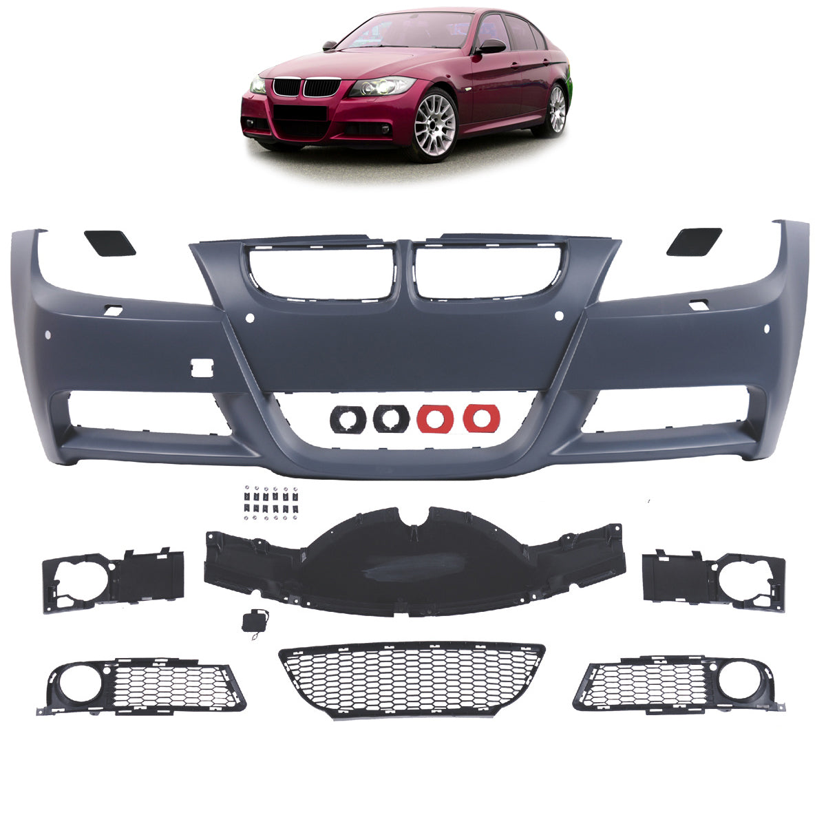 Frontstoßstange Sport mit PDC mit SRA passend für BMW 3er E90 E91 2005-2008 – Ansicht 1