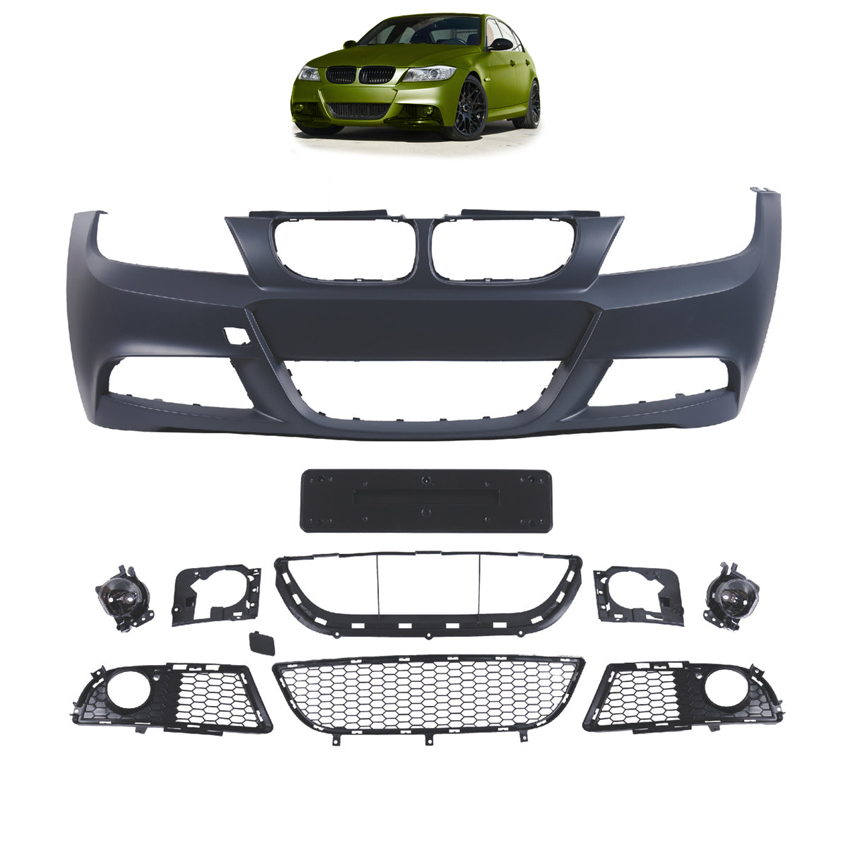 Frontstoßstange Sport mit Nebelscheinwerfer-Aufnahme passend für BMW 3er E90 E91 2008-2011 – Ansicht 1