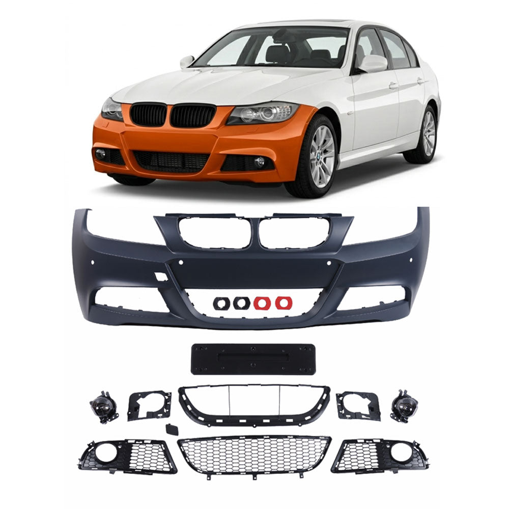 Frontstoßstange Sport mit PDC mit Nebelscheinwerfer-Aufnahme passend für BMW 3er E90 E91 08-11 – Ansicht 1
