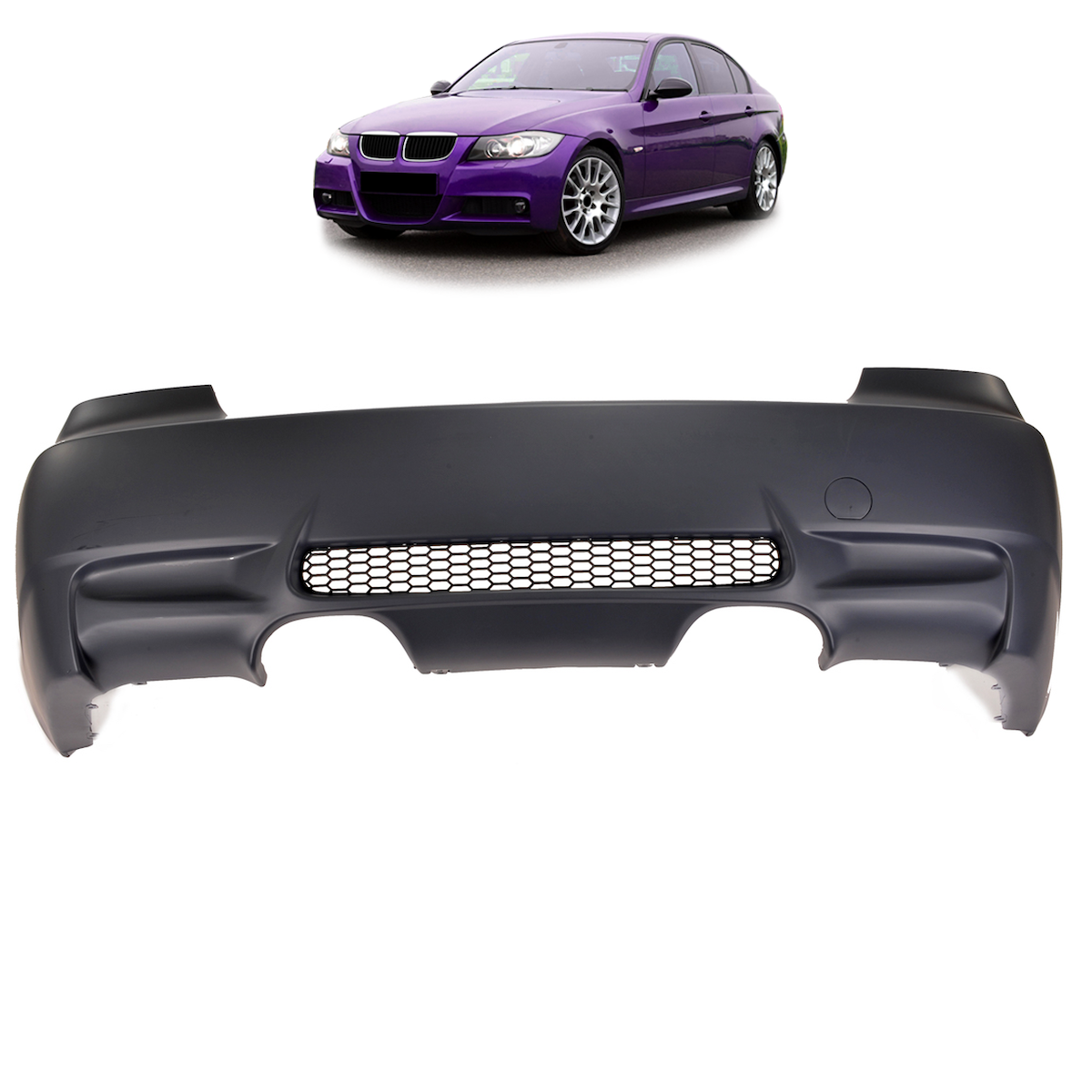 Heckstoßstange mit Diffusor passend für BMW 3er (E90) Limousine 2005-2011 – Ansicht 1