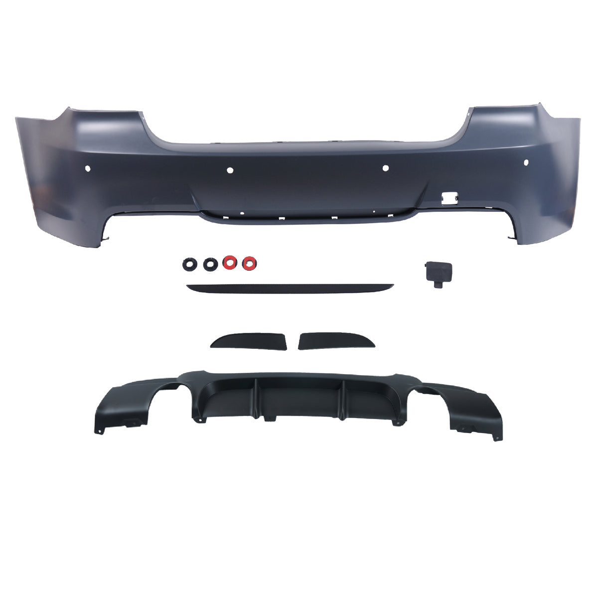 Heckstoßstange M-Tech mit PDC mit Diffusor passend für BMW 3er E90 Limousine 05-11 – Ansicht 2