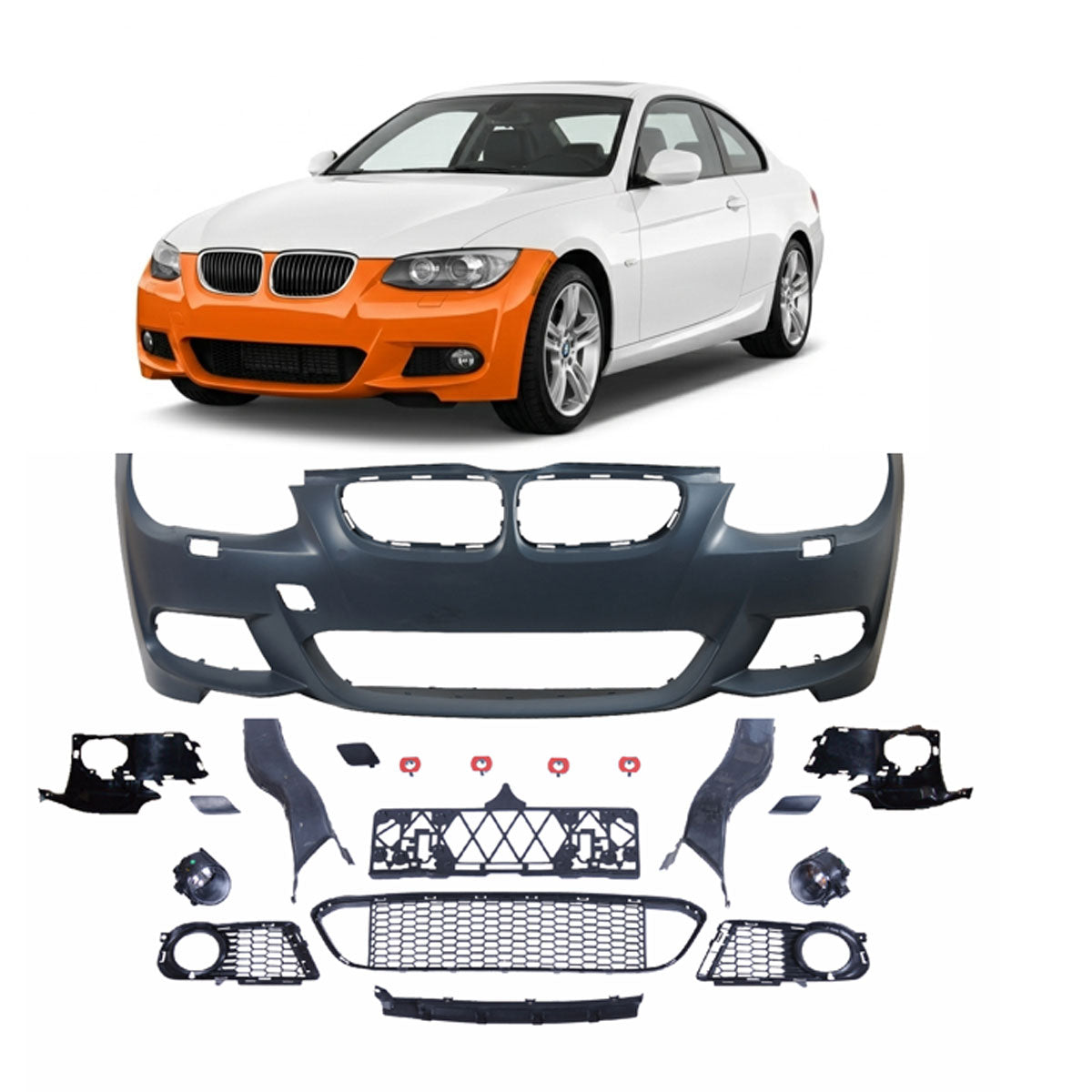 Frontstoßstange Sport mit SRA passend für BMW 3er E92 E93 Facelift 2010-2013 – Ansicht 1