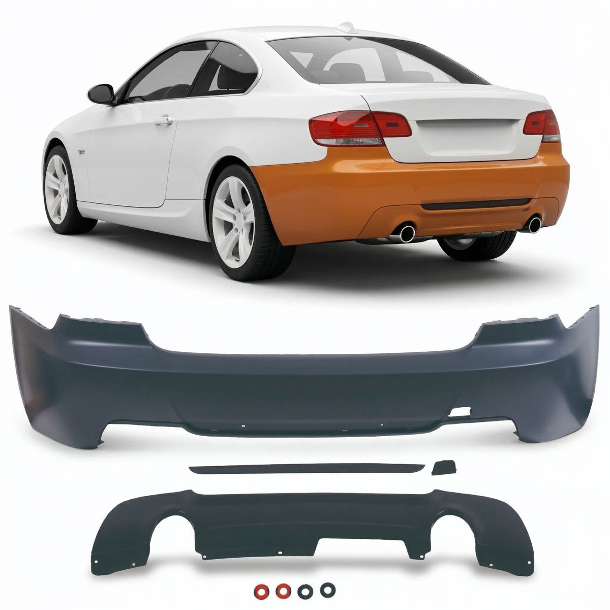 Heckstoßstange Sport mit Diffusor passend für BMW 3er E92 E93 2006-2013 – Ansicht 1