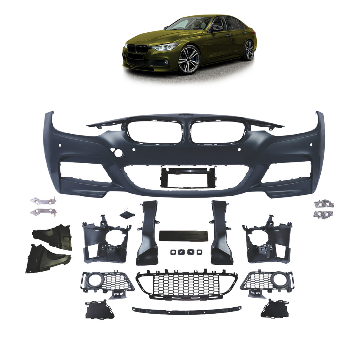 Frontstoßstange Sport mit PDC mit SRA passend für BMW 3er F30 F31 2011-2015 – Ansicht 1