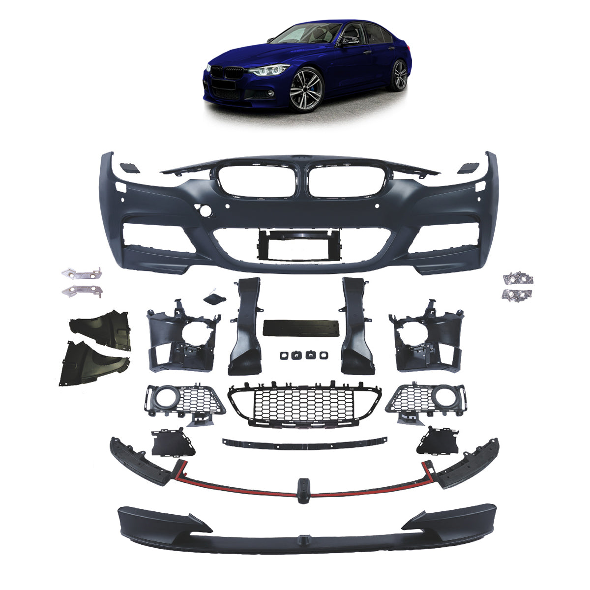 Frontstoßstange Sport mit PDC mit SRA passend für BMW 3er F30 F31 2011-2015 – Ansicht 1