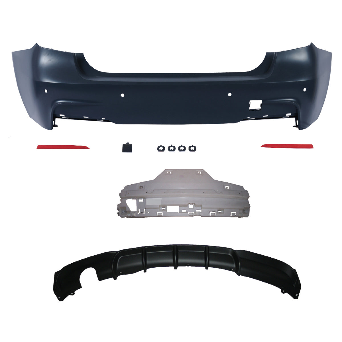 Heckstoßstange mit PDC mit Diffusor passend für BMW 3er F30 Limousine 2011-2018 – Ansicht 2