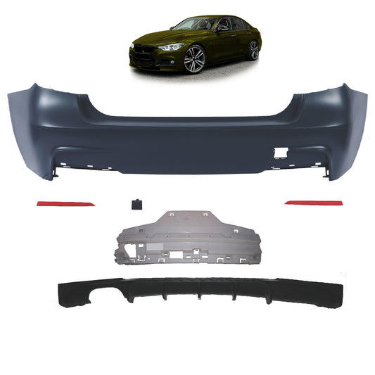 Heckstoßstange Sport mit Diffusor passend für BMW 3 (F30) Limousine 2011-2018 – Ansicht 1