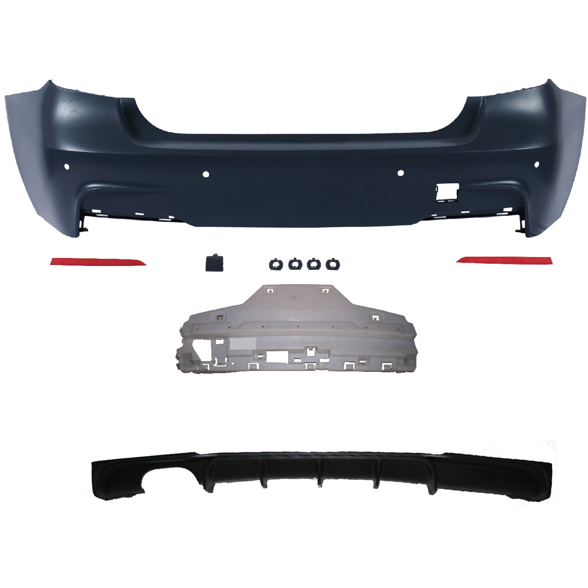 Heckstoßstange Sport mit Diffusor passend für BMW 3 (F30) Limousine 2011-2018 – Ansicht 2