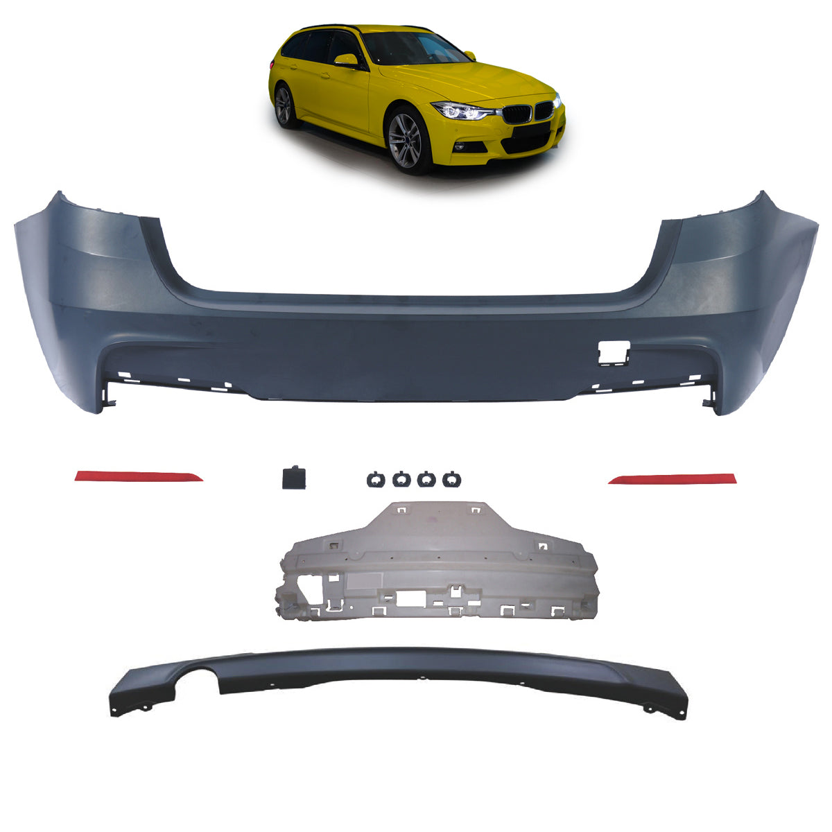 Heckstoßstange Sport mit Diffusor passend für BMW 3er F31 Touring 2011-2018 – Ansicht 1