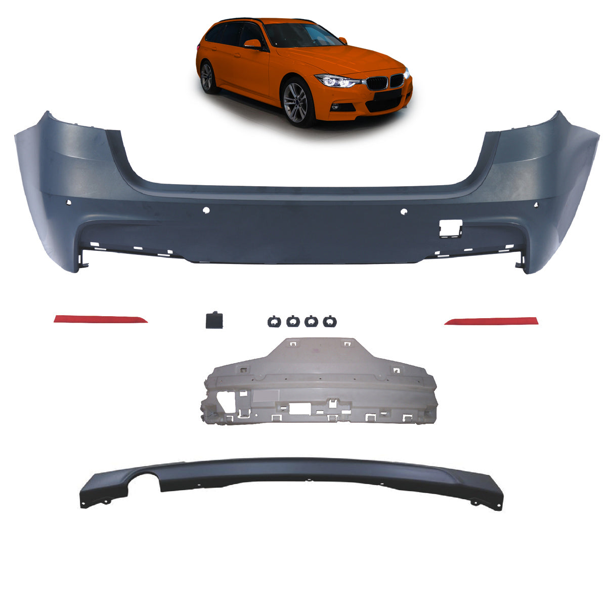 Heckstoßstange mit PDC mit Diffusor passend für BMW 3er F31 11-18 – Ansicht 1