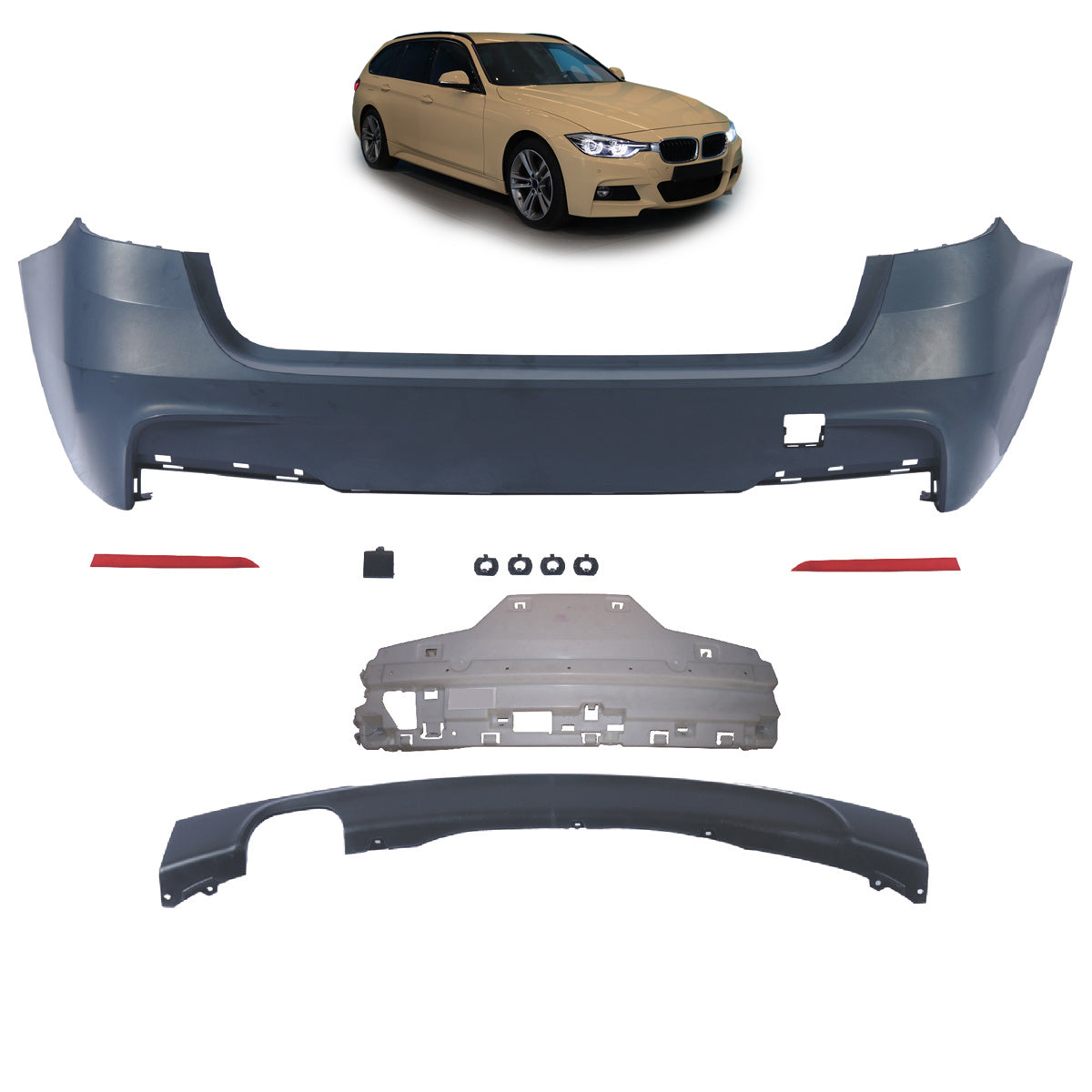 Heckstoßstange Sport mit Diffusor passend für BMW 3 (F31) Touring 2011-2018 – Ansicht 1
