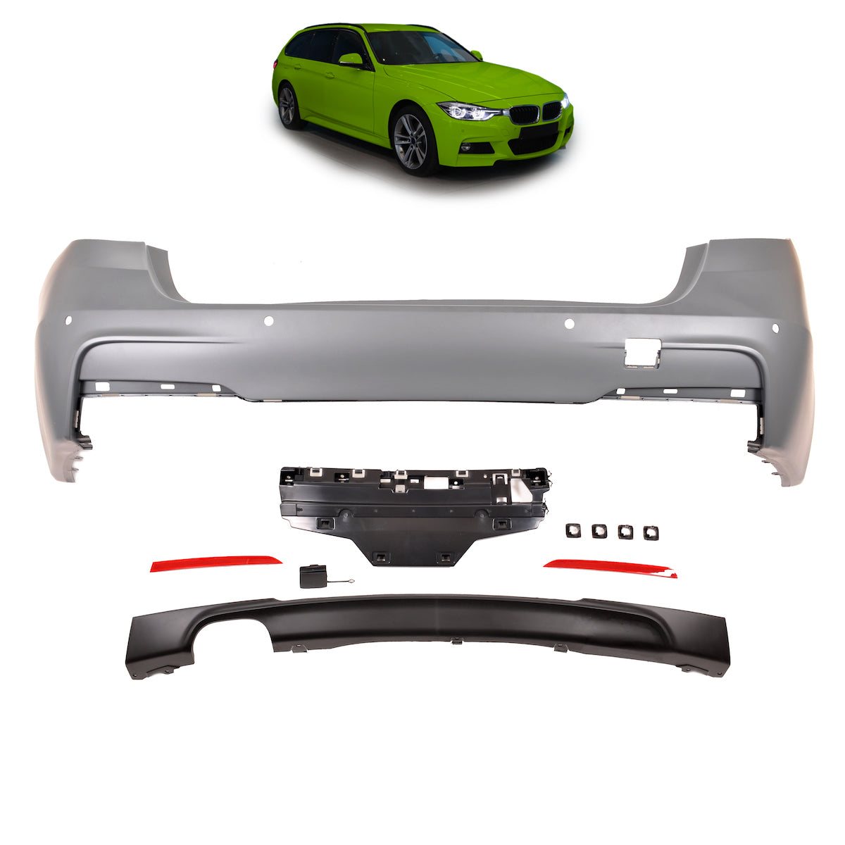 Heckstoßstange mit PDC mit Diffusor passend für BMW 3er F31 Touring 2011-2018 – Ansicht 1