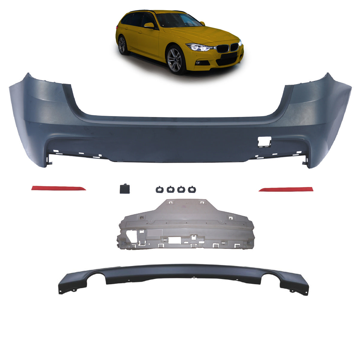 Heckstoßstange Sport mit Diffusor passend für BMW 3er F31 Touring 2011-2018 – Ansicht 1