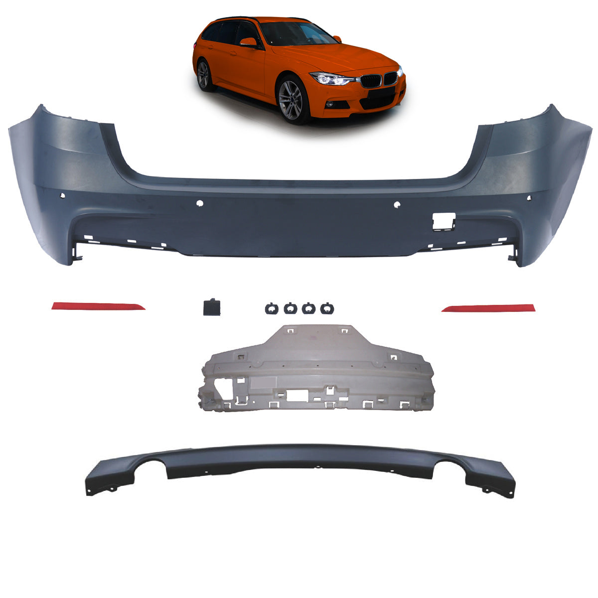Heckstoßstange Sport mit Diffusor passend für BMW 3 (F31) Touring 2011-2018 – Ansicht 1