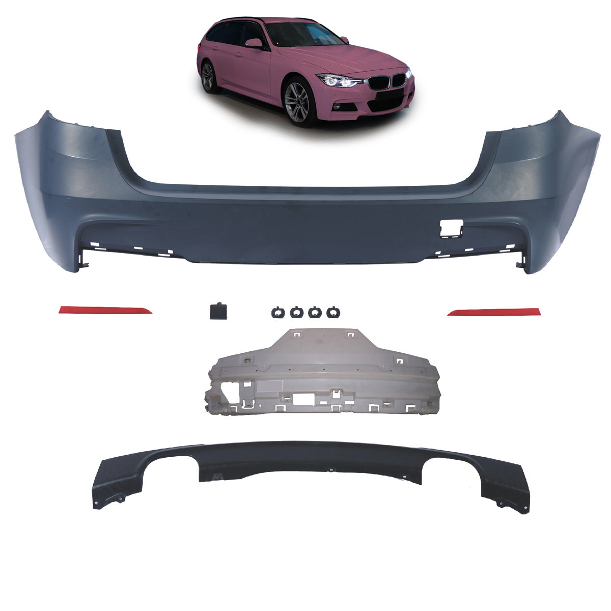 Heckstoßstange Sport mit Diffusor passend für BMW 3er F31 Touring 2011-2018 – Ansicht 1