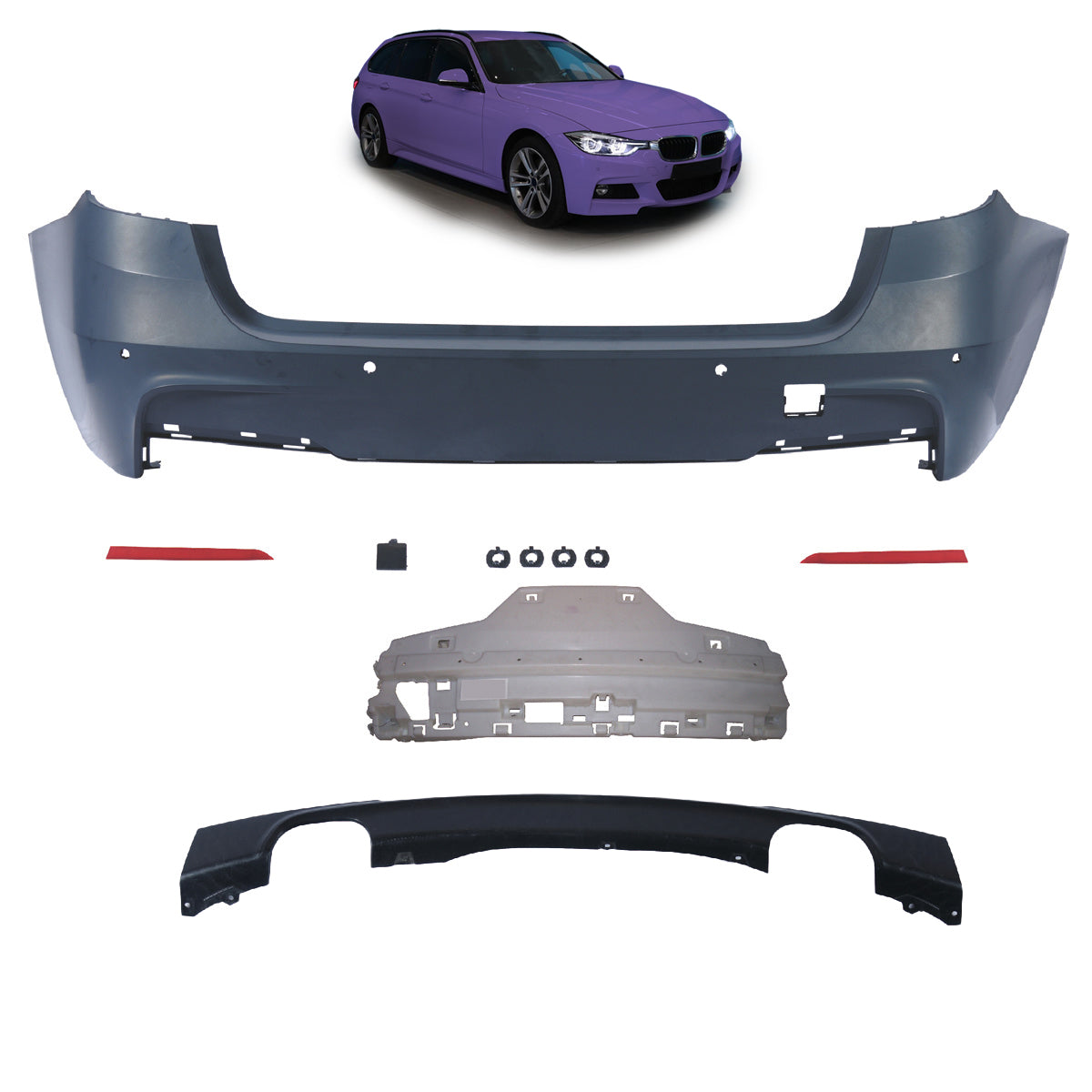 Heckstoßstange mit PDC mit Diffusor passend für BMW 3er F31 2011-2018 – Ansicht 1