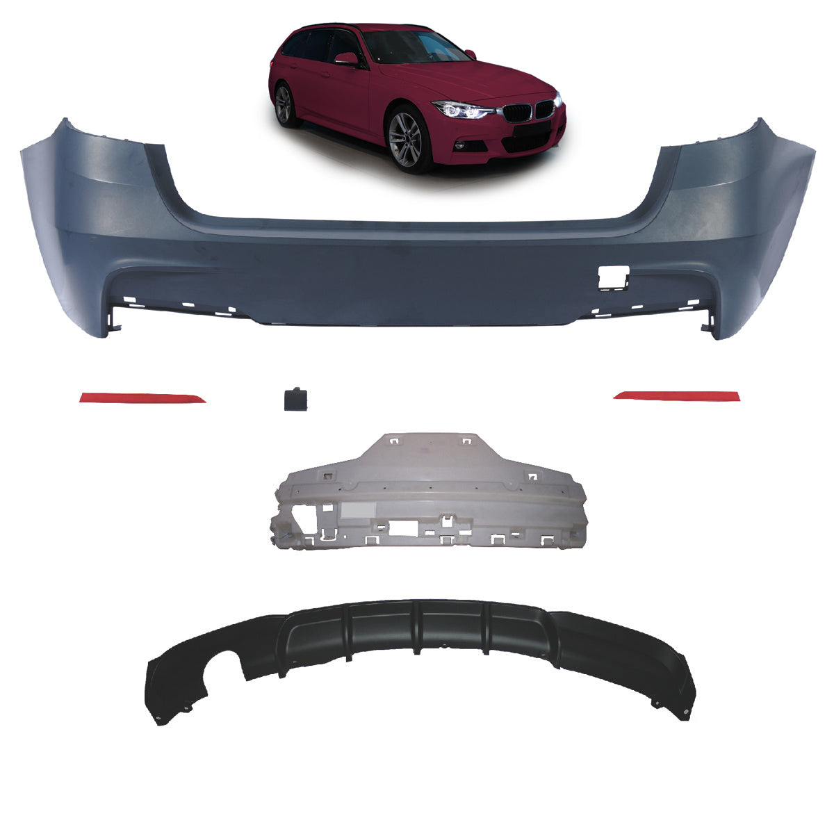 Heckstoßstange Sport mit Diffusor passend für BMW 3er F31 Touring 2011-2018 – Ansicht 1
