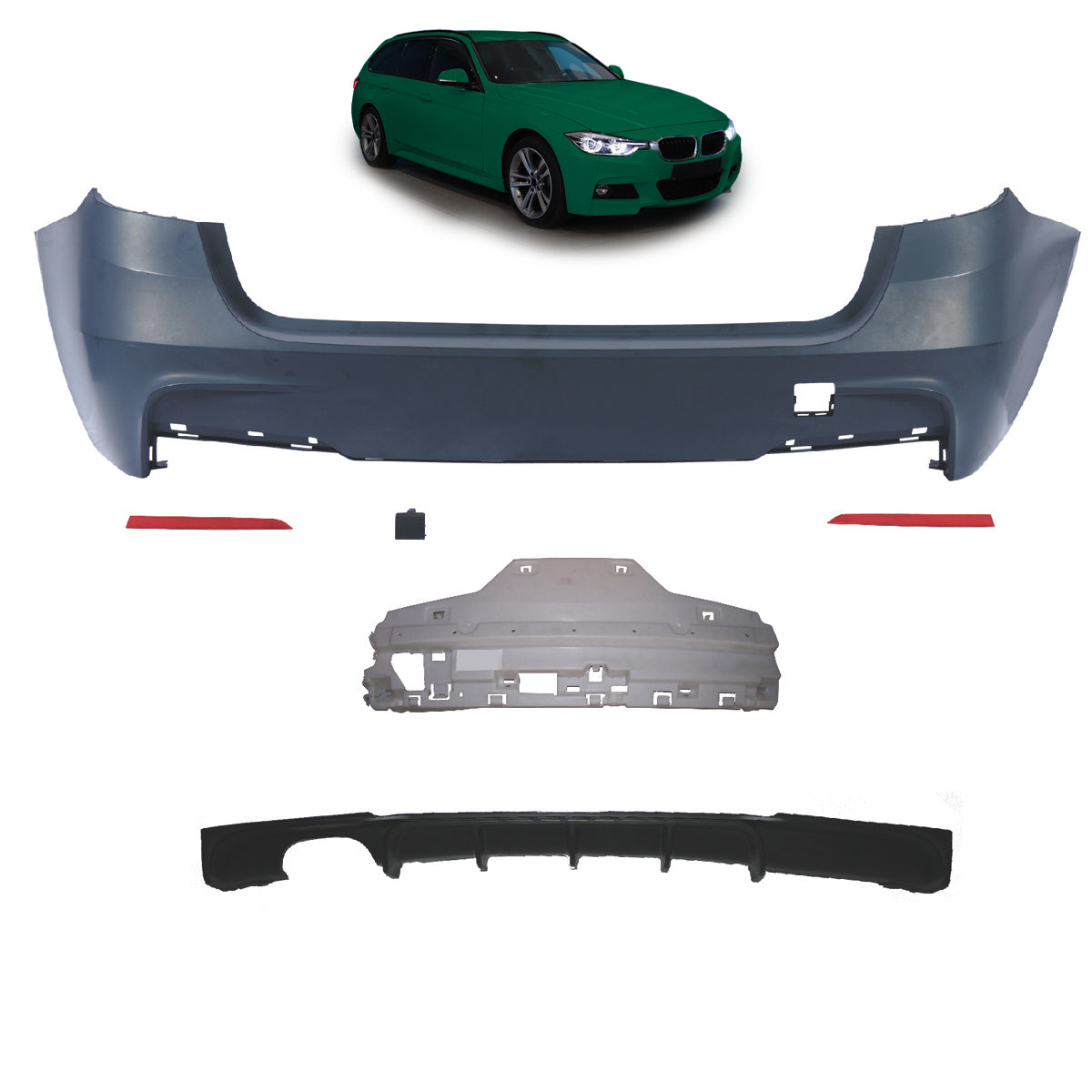 Heckstoßstange Sport mit Diffusor passend für BMW 3er F31 Touring 2011-2019 – Ansicht 1