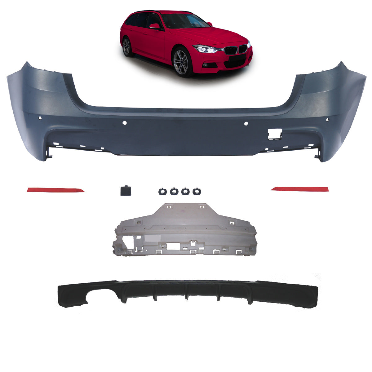 Heckstoßstange Sport mit Diffusor passend für BMW 3er F31 Touring 2011-2019 – Ansicht 1
