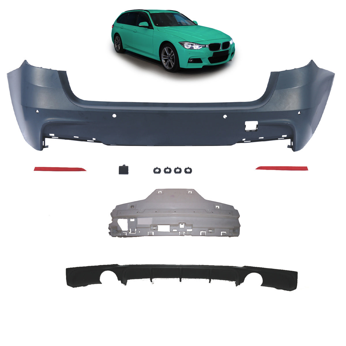 Heckstoßstange Sport mit Diffusor passend für BMW 3er F31 Touring 2012-2019 – Ansicht 1