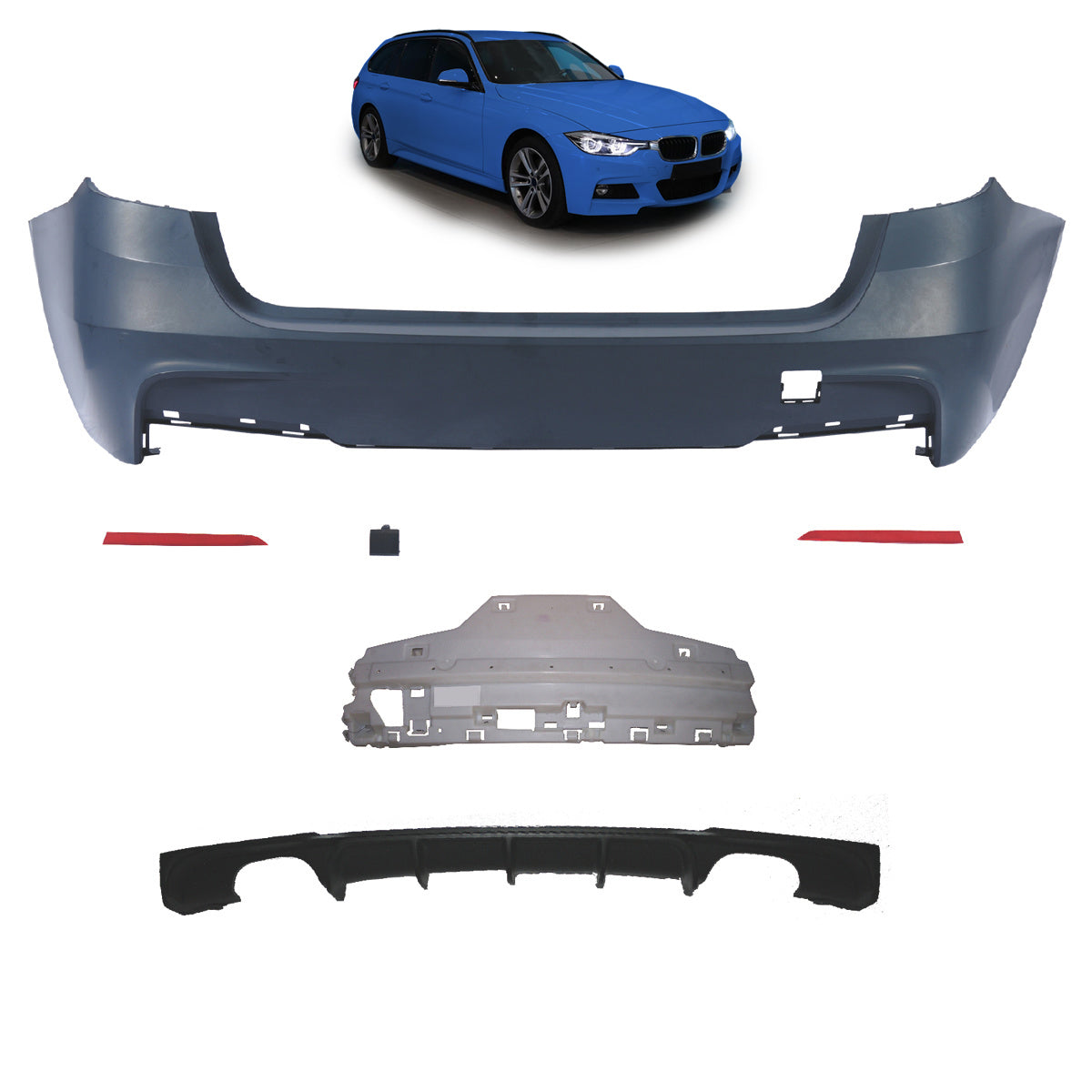 Heckstoßstange Sport mit Diffusor passend für BMW 3er F31 Touring 2011-2018 – Ansicht 1