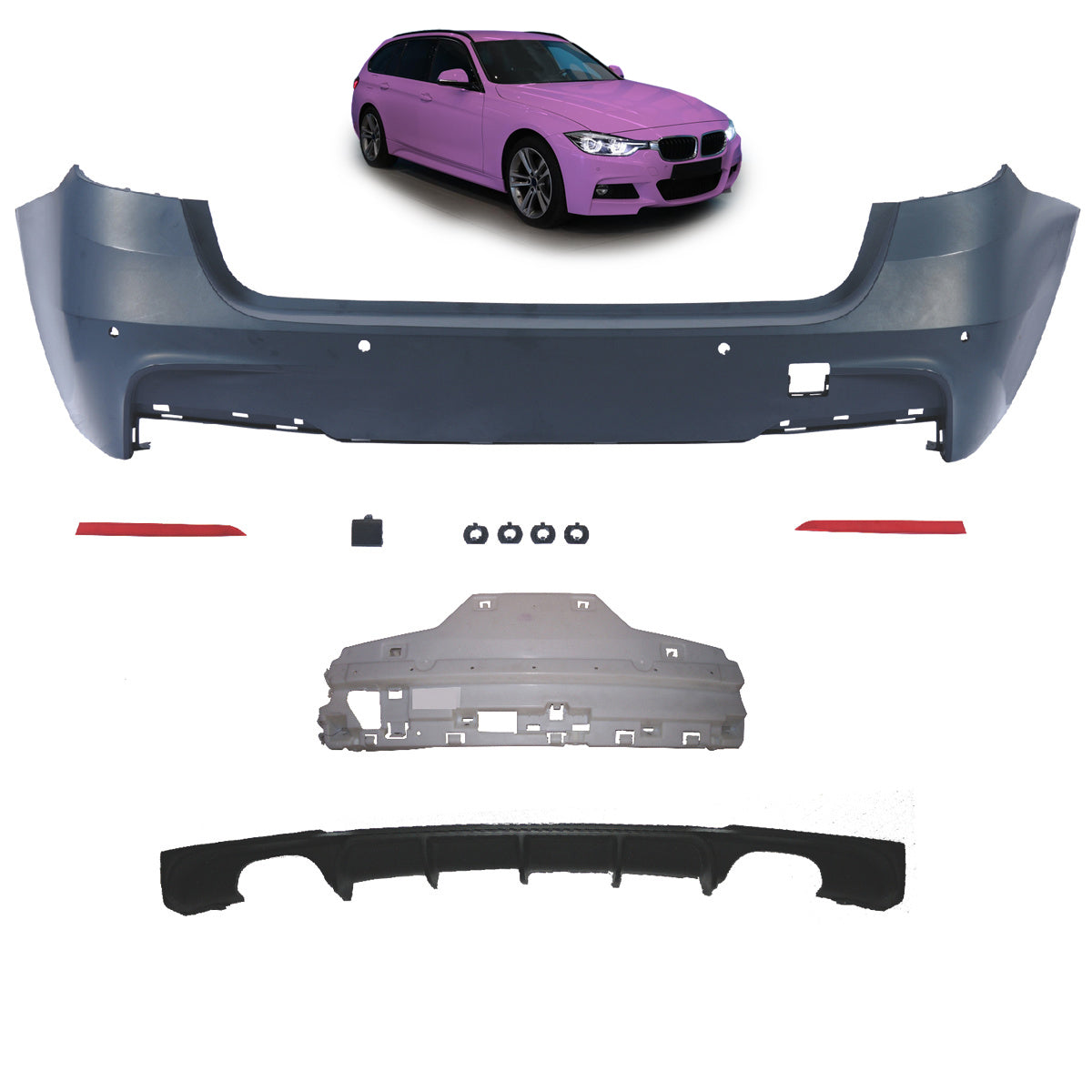 Heckstoßstange M-Tech mit PDC passend für BMW 3er F31 Touring 2012-2018 – Ansicht 1
