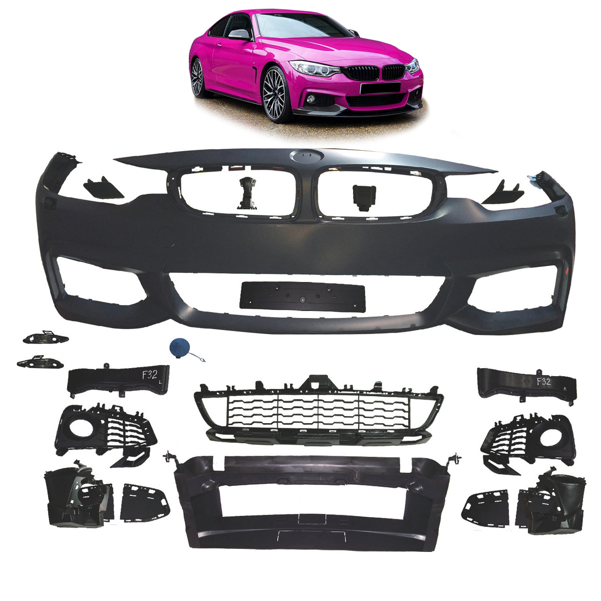 Frontstoßstange Sport mit SRA passend für BMW 4 Series (F32 F33 F36) 2013-2021 – Ansicht 1